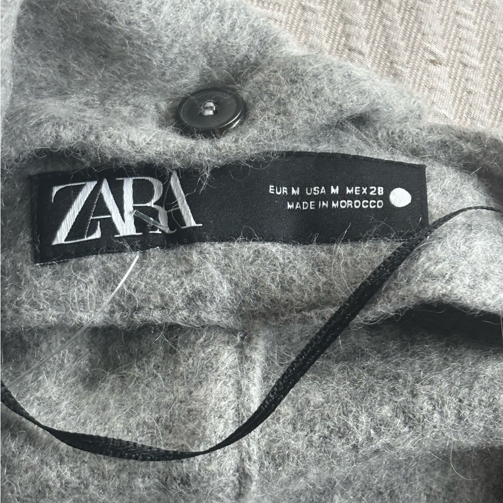 NEW W TAGS Zara Alpaca Wool Blend  Medium Grey Scarf Cape Coat - Picture 9 of 10